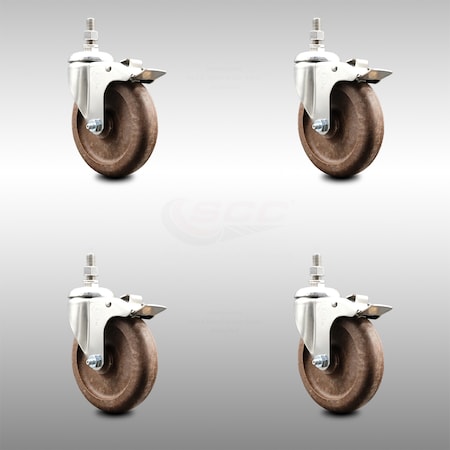 Service Caster 5 Inch 316SS High Temp Glass Filled Nylon 1/2 Inch Stem Caster Set Lock Brake SCC SCC-SS316TSTTL20S514-GFNSHT-121315-4